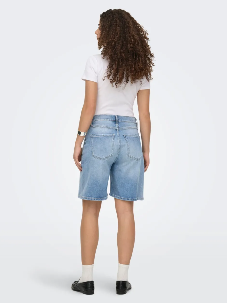 Online ONLCROSSOVER Mellemhøj talje Regular fit Denim-shorts Dame Shorts|Double Denim