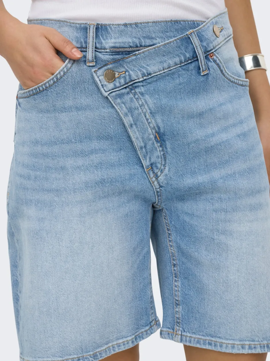 Online ONLCROSSOVER Mellemhøj talje Regular fit Denim-shorts Dame Shorts|Double Denim