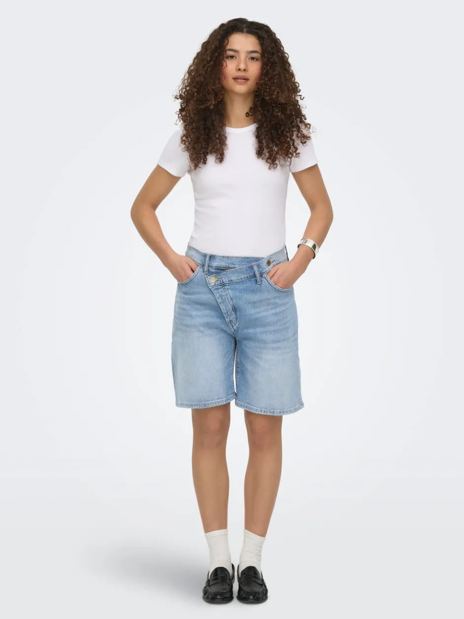 Online ONLCROSSOVER Mellemhøj talje Regular fit Denim-shorts Dame Shorts|Double Denim