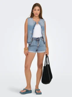 Sale ONLCUBA Høj talje Relaxed fit Denim-shorts Dame Shorts|Double Denim