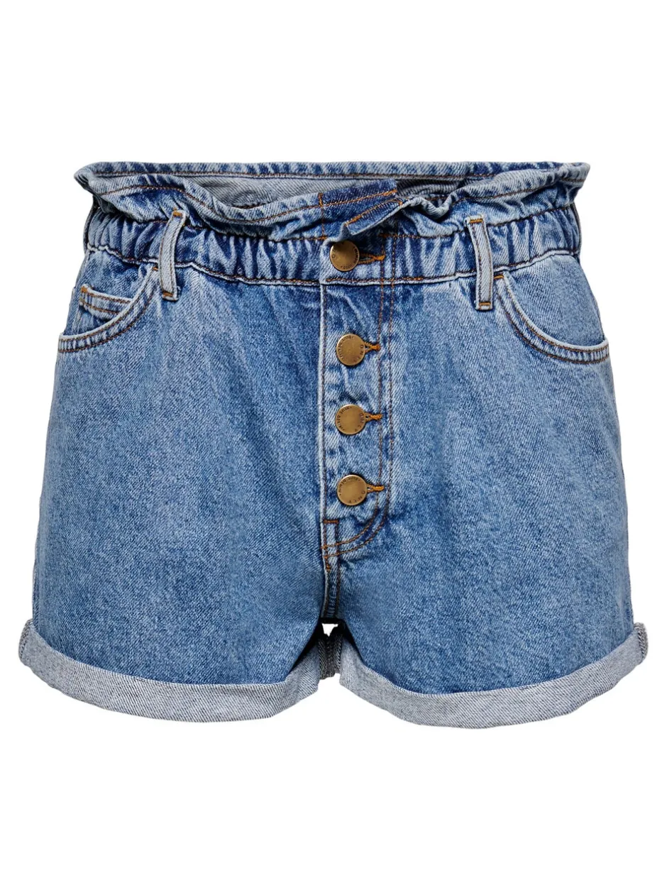Hot ONLCUBA Høj talje Relaxed fit Denim-shorts Dame Shorts|Double Denim