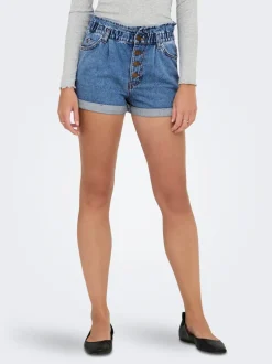 Hot ONLCUBA Høj talje Relaxed fit Denim-shorts Dame Shorts|Double Denim