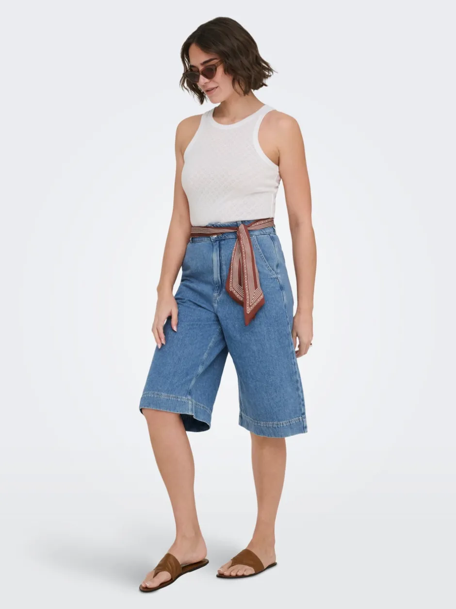 Online ONLDAVINA Mellemhøj talje Regular fit Denim-shorts Dame Shorts|Double Denim