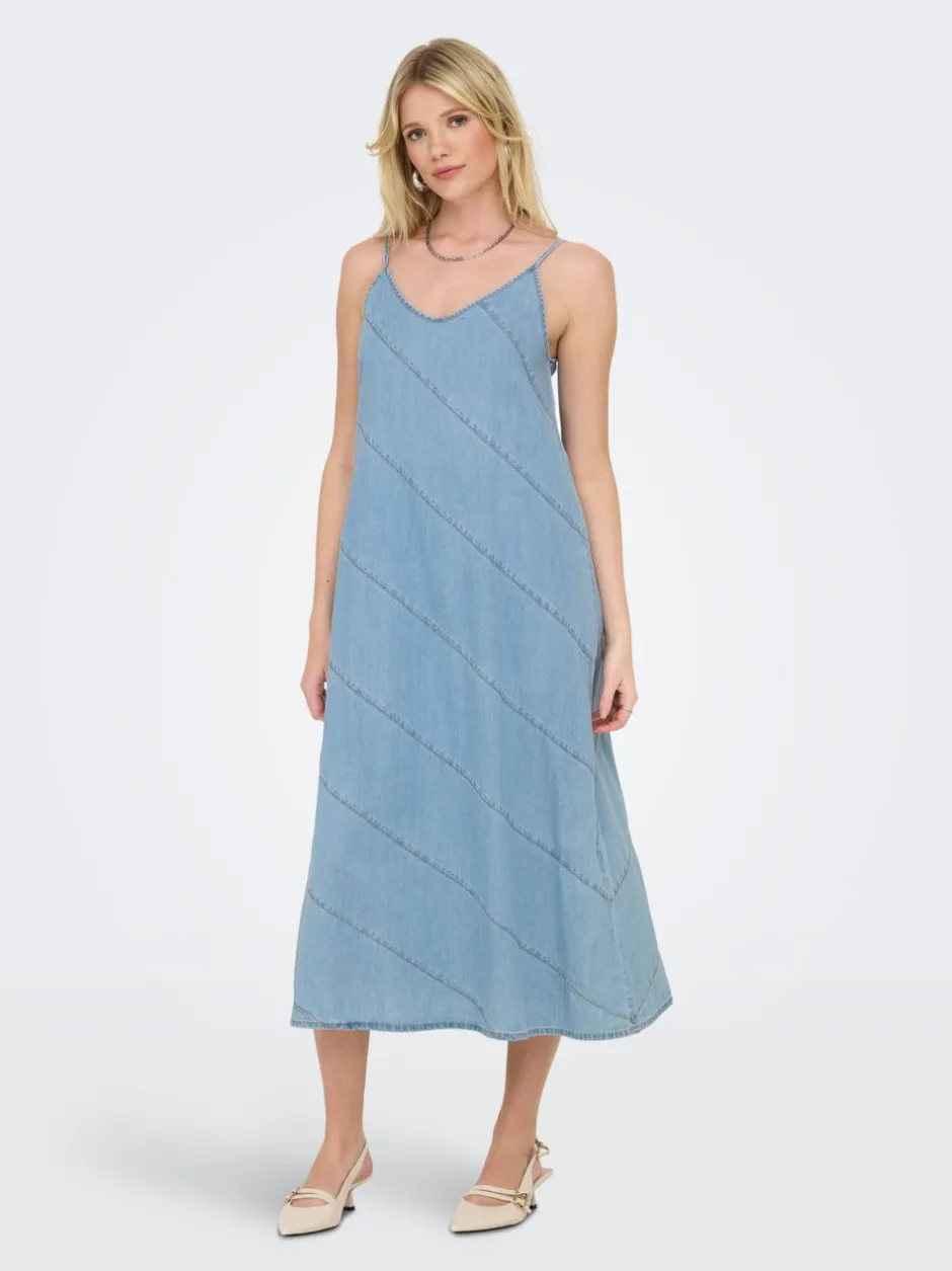 New ONLDIA Lang kjole Dame Kjoler|Double Denim