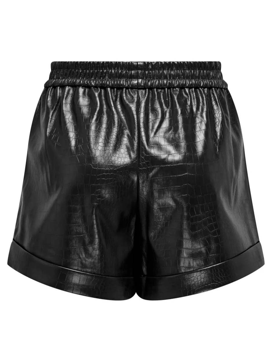 Hot ONLDITTE Oversized fit Shorts i imiteret læder Dame Shorts