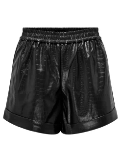Hot ONLDITTE Oversized fit Shorts i imiteret læder Dame Shorts