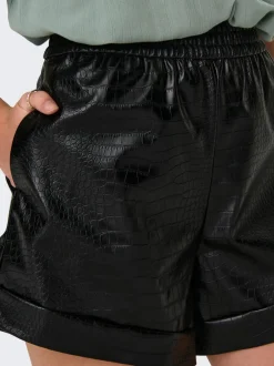Hot ONLDITTE Oversized fit Shorts i imiteret læder Dame Shorts