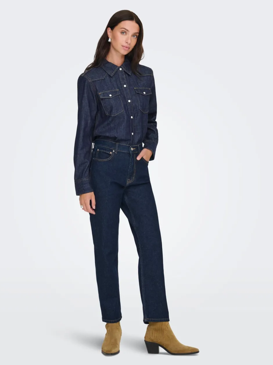 ONLELISA Mellemhøj talje Straight fit Ankellængde Jeans Dame Jeans|Jeans