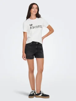 Online ONLELLA Mellemhøj talje Regular fit Denim-shorts Dame Shorts|Double Denim