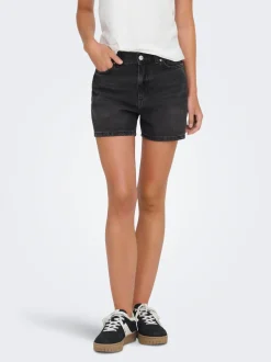 Online ONLELLA Mellemhøj talje Regular fit Denim-shorts Dame Shorts|Double Denim
