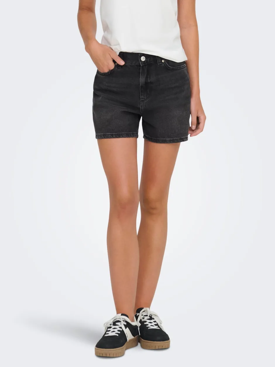 Online ONLELLA Mellemhøj talje Regular fit Denim-shorts Dame Shorts|Double Denim
