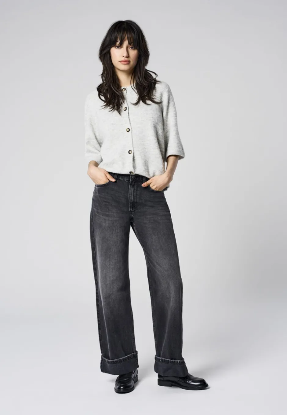 Outlet ONLELLA Mellemhøj talje Wide leg fit Jeans Dame Jeans|Jeans