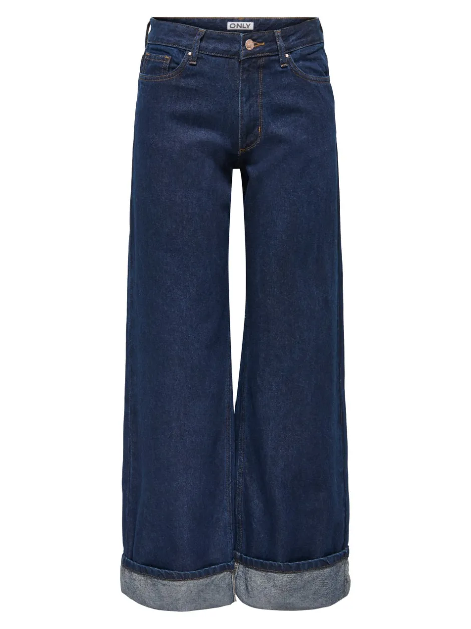 Best ONLELLA Mellemhøj talje Wide leg fit Jeans Dame Jeans|Jeans