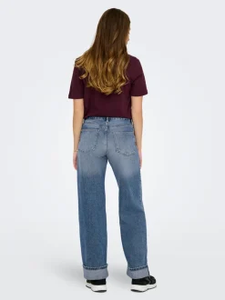 Discount ONLELLA Mellemhøj talje Wide leg fit Jeans Dame Jeans|Jeans