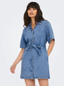 Hot ONLELLIE Kort kjole Dame Kjoler|Double Denim