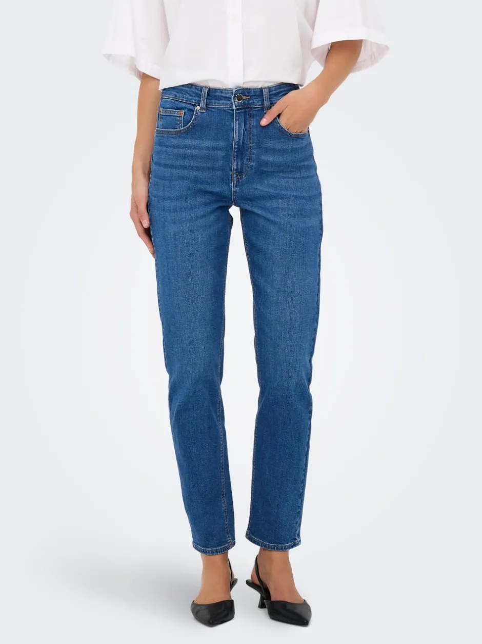 Best ONLEMEL Høj talje Straight fit Ankellængde Jeans Dame Jeans|Jeans