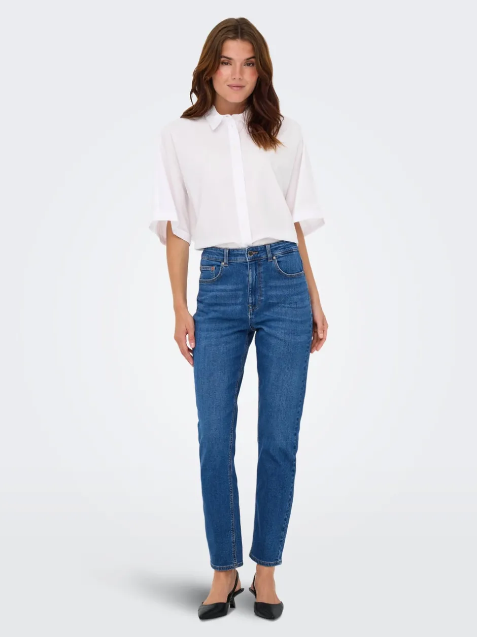 Best ONLEMEL Høj talje Straight fit Ankellængde Jeans Dame Jeans|Jeans