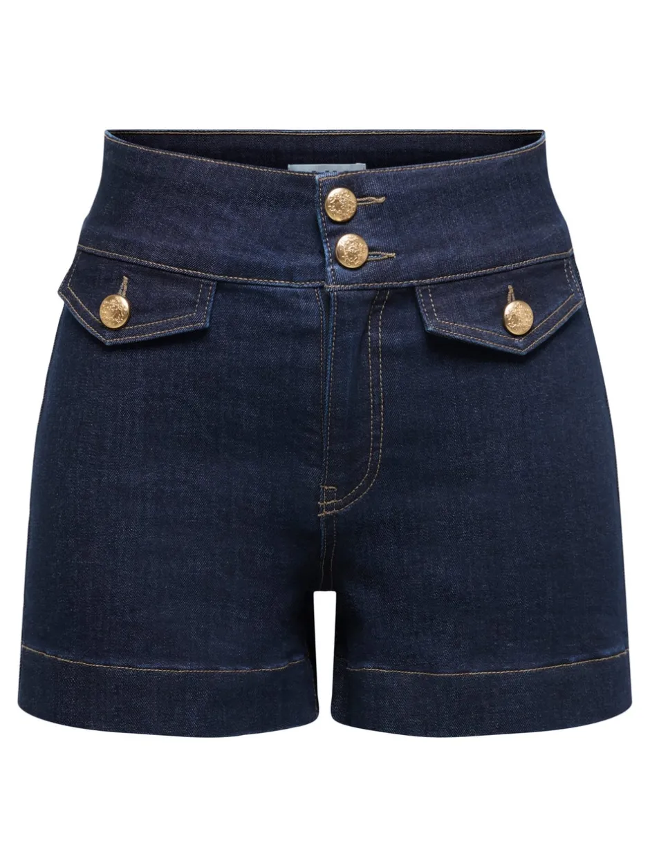 Hot ONLEMILIA Høj talje Regular fit Denim-shorts Dame Shorts|Double Denim