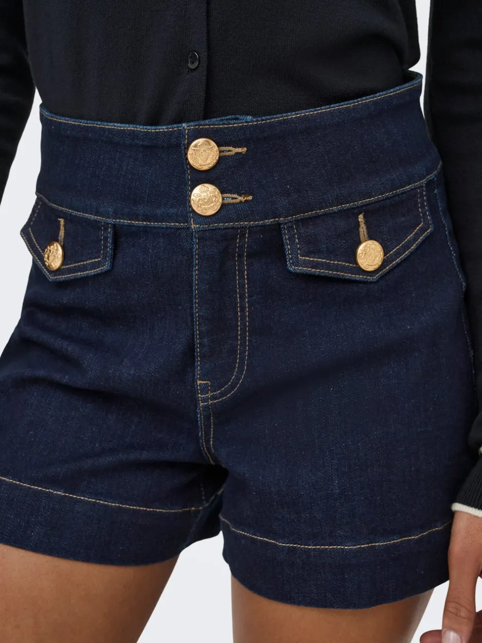 Hot ONLEMILIA Høj talje Regular fit Denim-shorts Dame Shorts|Double Denim