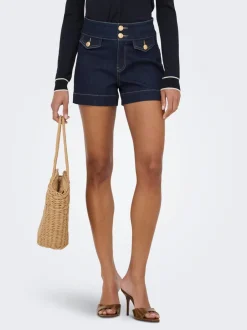Hot ONLEMILIA Høj talje Regular fit Denim-shorts Dame Shorts|Double Denim