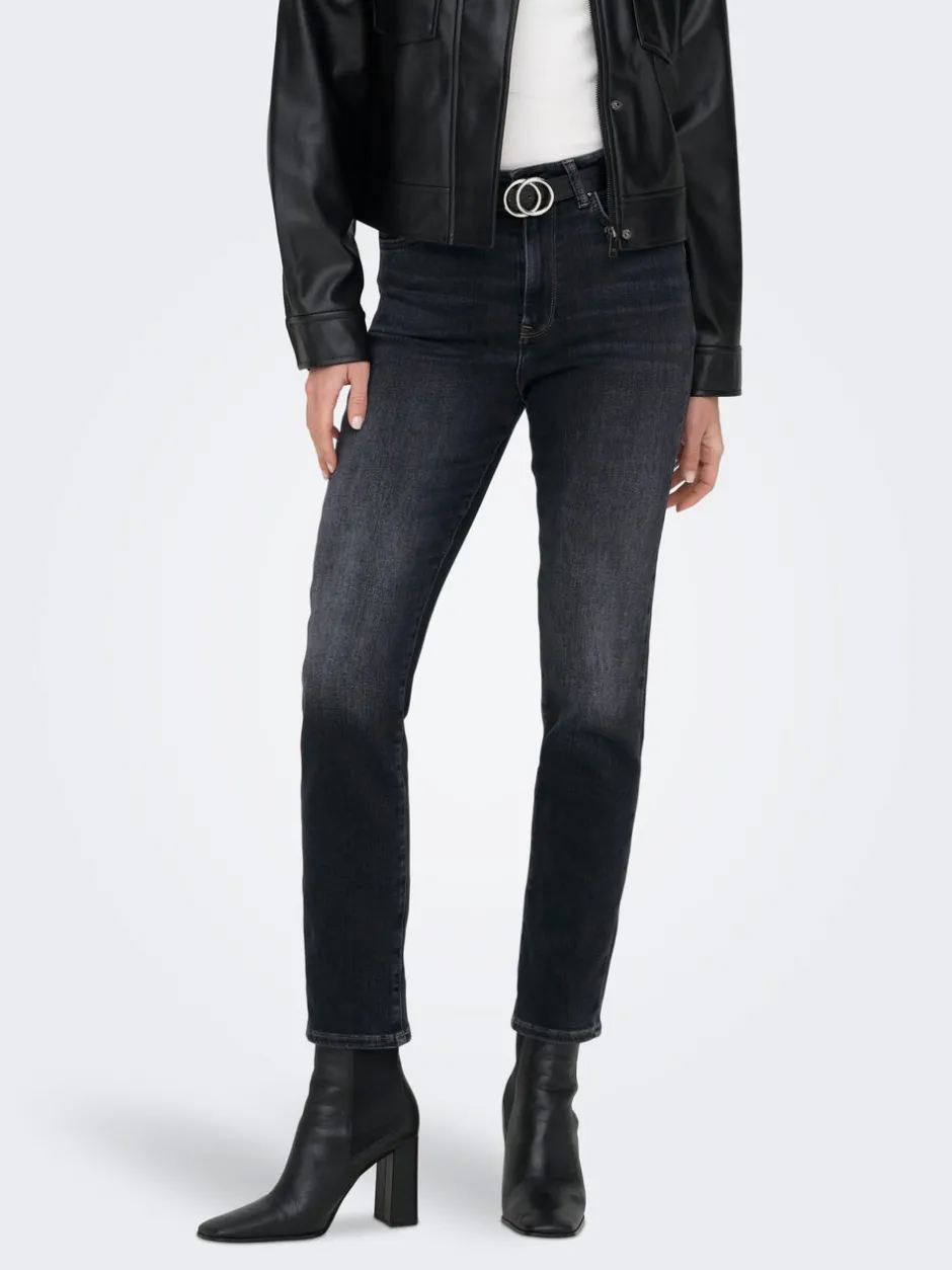 Outlet ONLEMILY Høj talje Straight fit Ankellængde Jeans Dame Jeans|Jeans