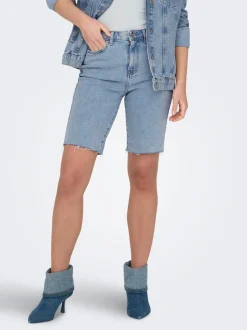 Clearance ONLEMILY Høj talje Straight fit Denim-shorts Dame Shorts|Double Denim