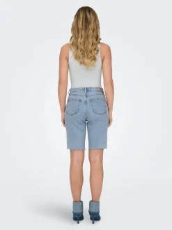 Clearance ONLEMILY Høj talje Straight fit Denim-shorts Dame Shorts|Double Denim