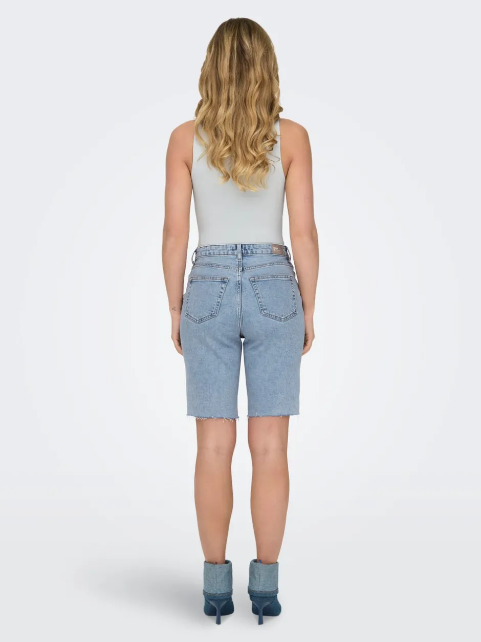 Clearance ONLEMILY Høj talje Straight fit Denim-shorts Dame Shorts|Double Denim