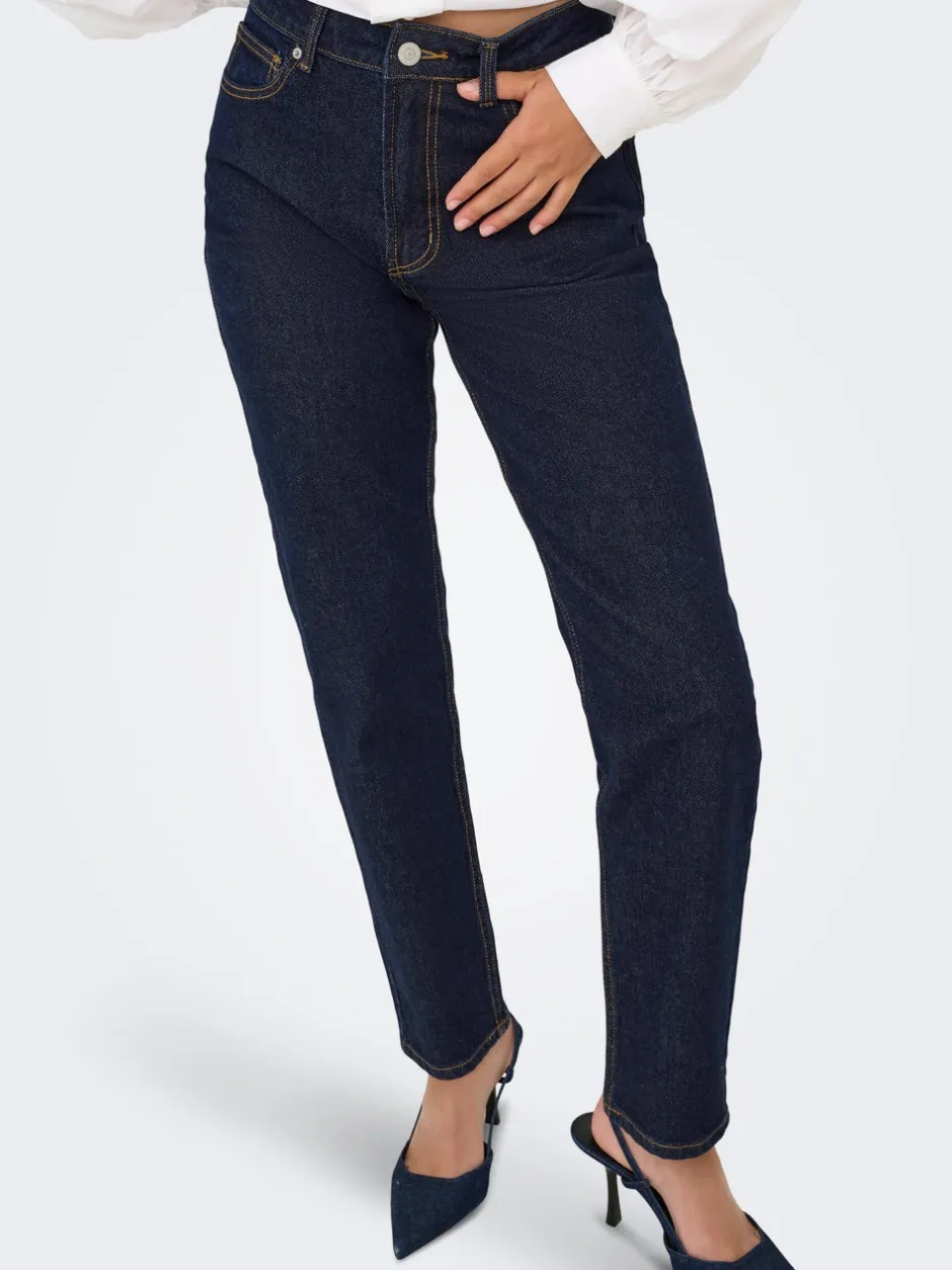 Outlet ONLEMILY Høj talje Straight fit Ankellængde Jeans Dame Jeans|Jeans