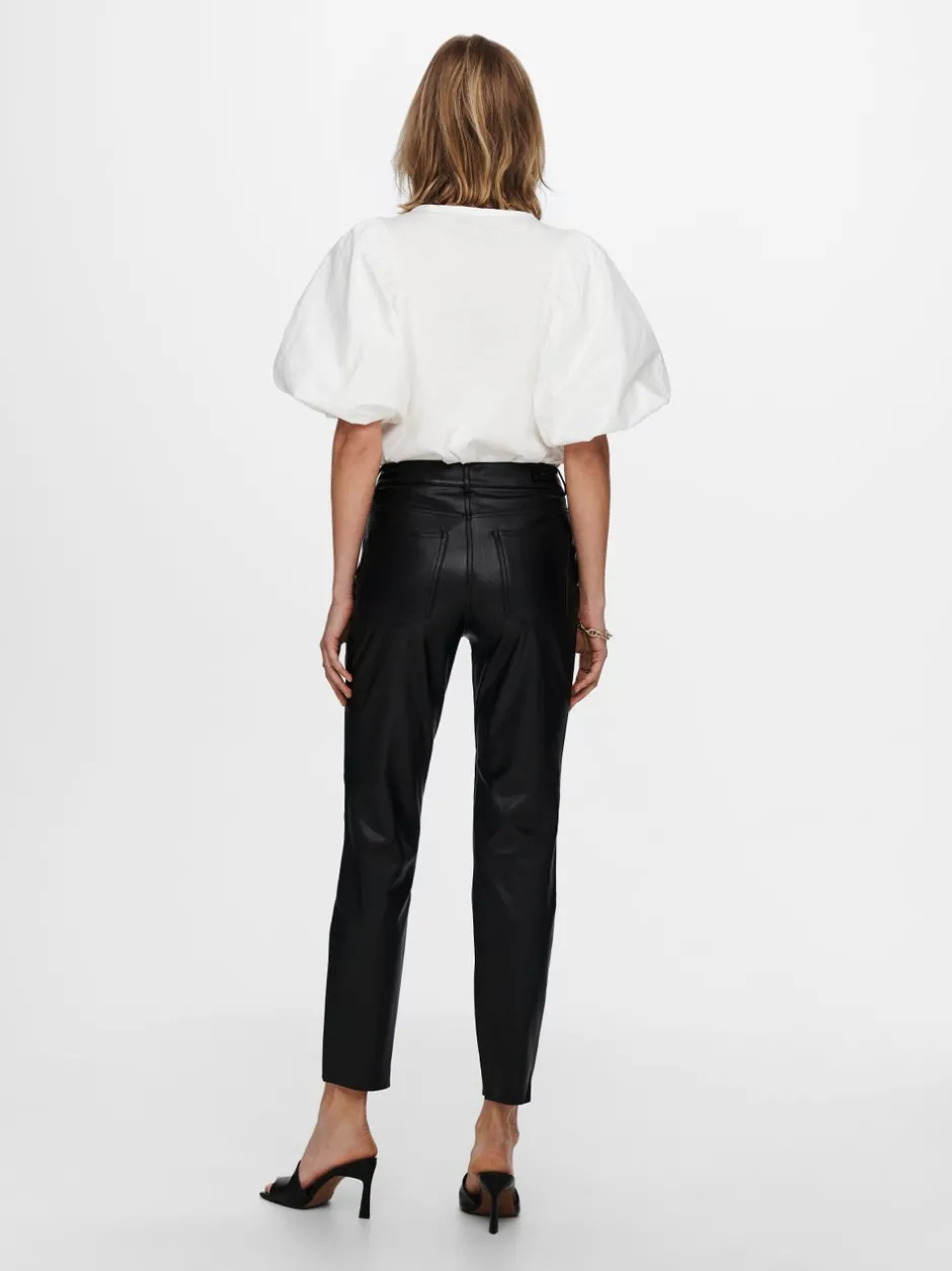Clearance ONLEMILY Regular fit Coatede læderbukser Dame Bukser