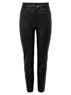Clearance ONLEMILY Regular fit Coatede læderbukser Dame Bukser
