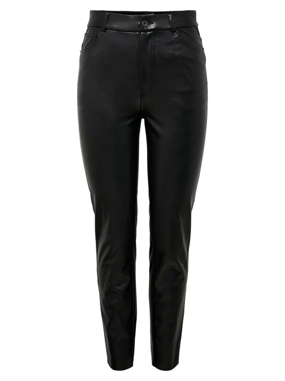 Clearance ONLEMILY Regular fit Coatede læderbukser Dame Bukser