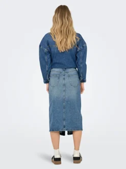 Discount ONLENYA Denim Denim-nederdel Midinederdel Dame Nederdele|Denimnederdele
