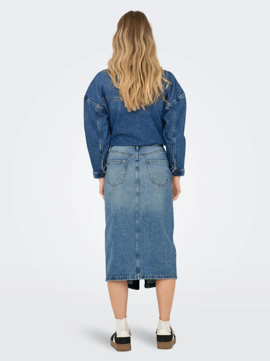 Discount ONLENYA Denim Denim-nederdel Midinederdel Dame Nederdele|Denimnederdele