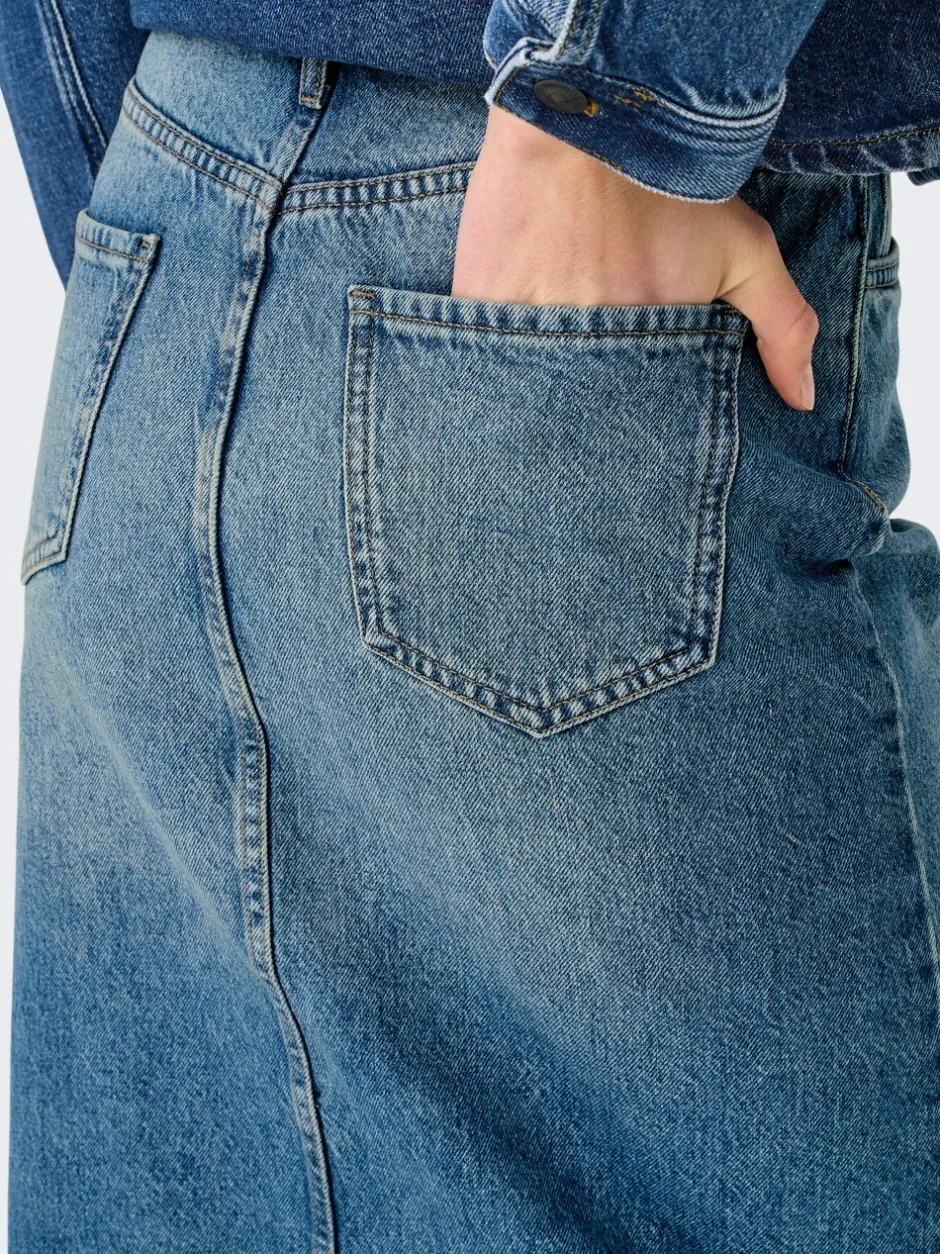 Discount ONLENYA Denim Denim-nederdel Midinederdel Dame Nederdele|Denimnederdele