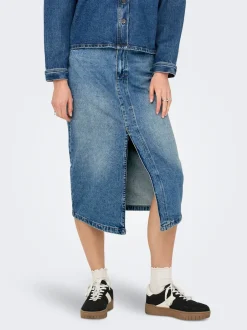 Discount ONLENYA Denim Denim-nederdel Midinederdel Dame Nederdele|Denimnederdele