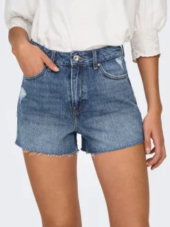 Outlet -ONLGABI Høj talje Regular fit Denim-shorts Dame Shorts|Double Denim
