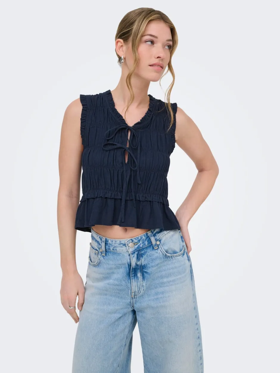 Hot ONLGOA Hør Bluse Dame Toppe