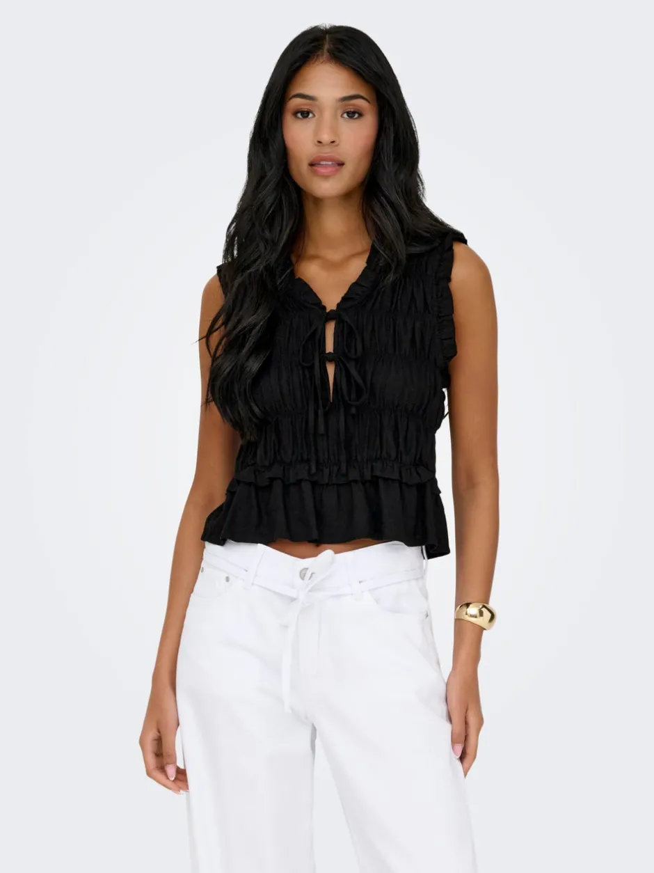 Hot ONLGOA Hør Bluse Dame Toppe