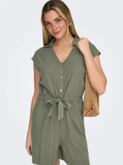 Discount ONLGOA Hør Playsuit Dame Jumpsuits