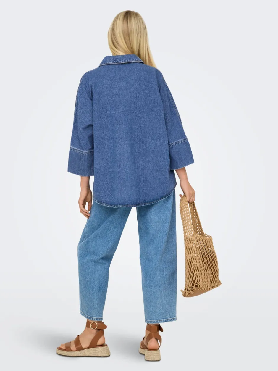 Sale ONLGRACE Denim-skjorte Dame Double Denim|Skjorter