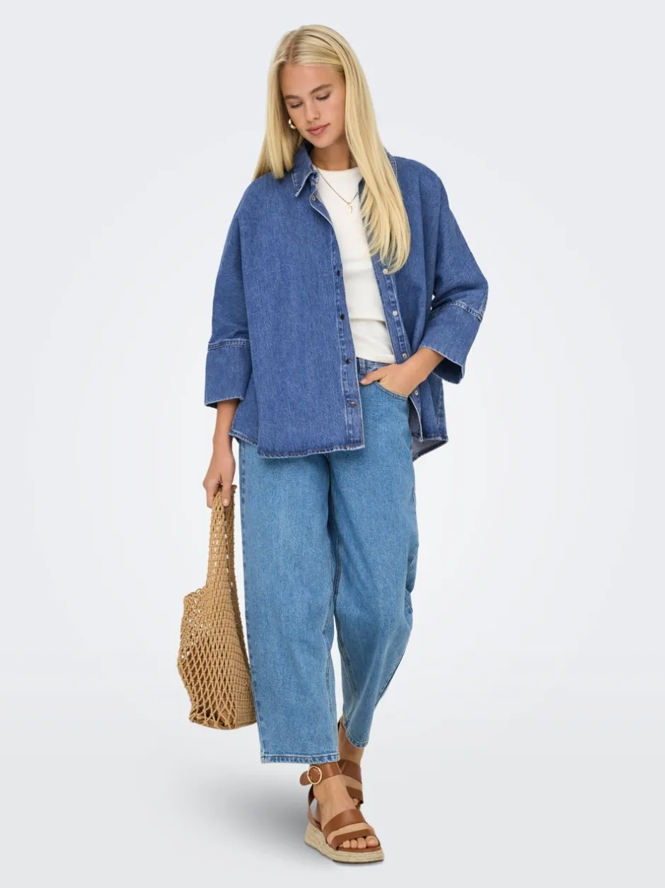 Sale ONLGRACE Denim-skjorte Dame Double Denim|Skjorter