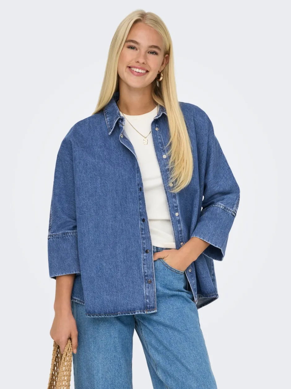 Sale ONLGRACE Denim-skjorte Dame Double Denim|Skjorter