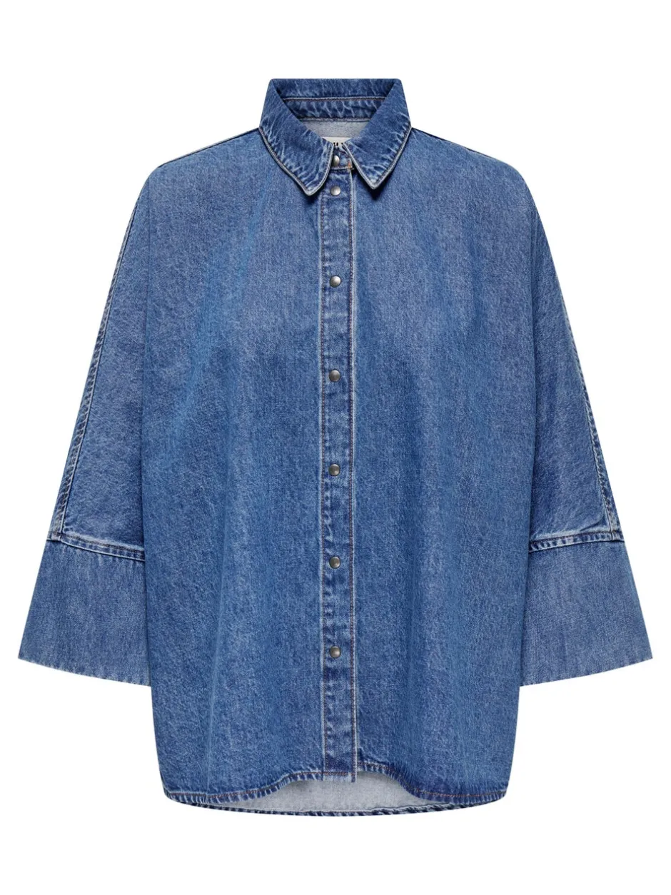 Sale ONLGRACE Denim-skjorte Dame Double Denim|Skjorter