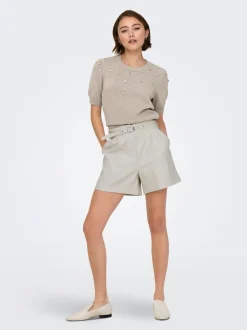 Best ONLHEIDI Mellemhøj talje Regular fit Imiterede lædershorts Dame Shorts