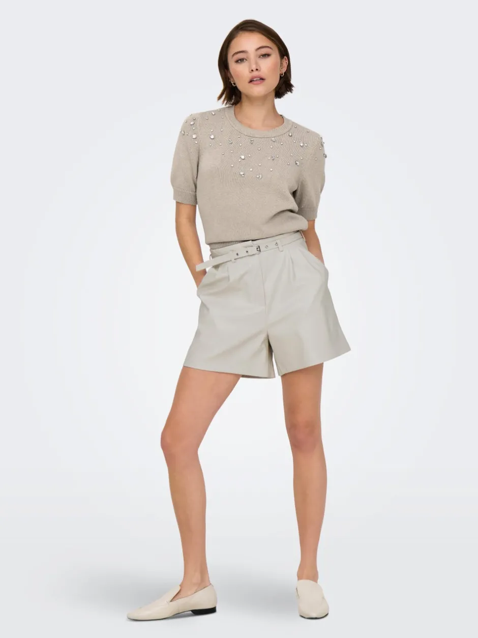 Best ONLHEIDI Mellemhøj talje Regular fit Imiterede lædershorts Dame Shorts