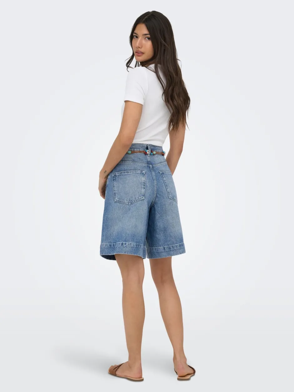 Clearance ONLHOLLIE Høj talje Regular fit Denim-shorts Dame Shorts|Double Denim