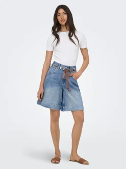 Clearance ONLHOLLIE Høj talje Regular fit Denim-shorts Dame Shorts|Double Denim