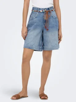 Clearance ONLHOLLIE Høj talje Regular fit Denim-shorts Dame Shorts|Double Denim