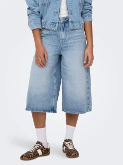 ONLHOPE Høj talje Cropped fit Lang Jeans Dame Shorts|Double Denim